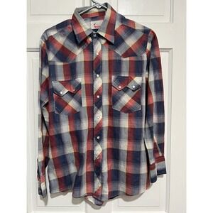 Vintage Mens Pearl Snap Western Plaid Shirt